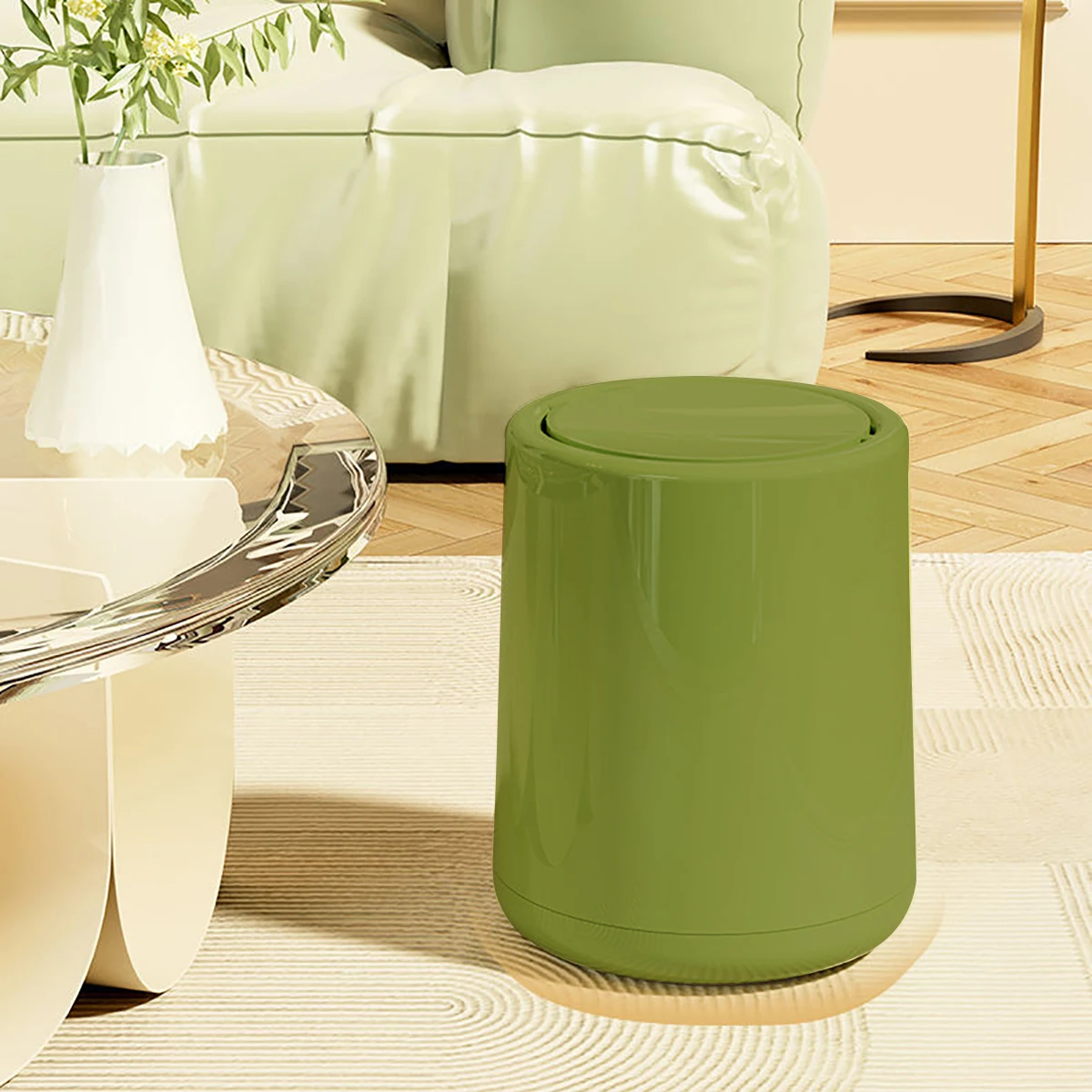 Shake lid trash can Household bedroom Living room kitchen toilet toilet office simple inside and outside double bucket ins