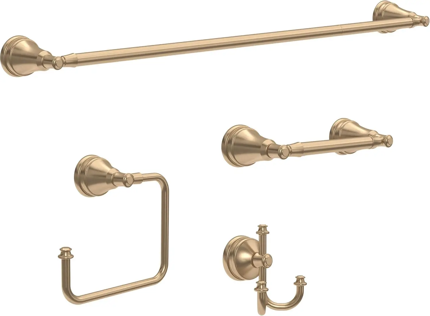 

Champagne Bronze 4-Piece Bathroom Set with Towel Rack, Toilet Paper Holder, Hand Towel Holder, and Hook