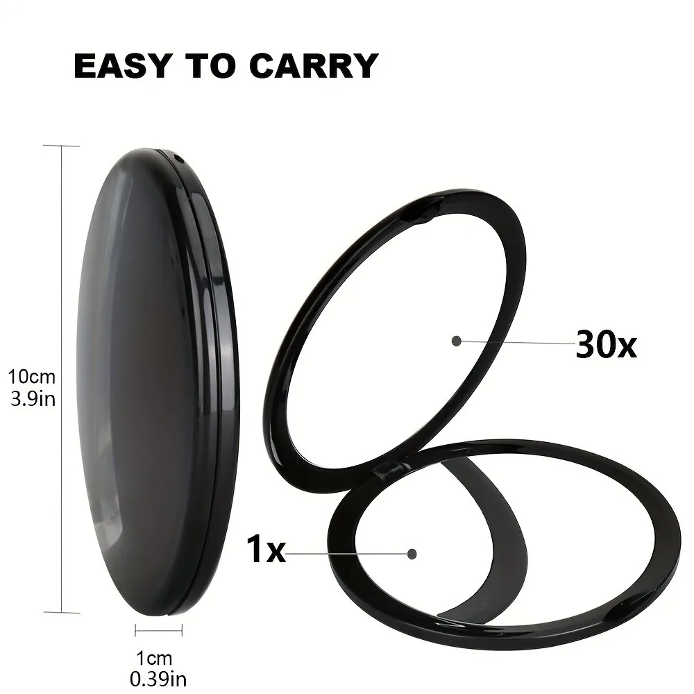 10 cm leuke compacte spiegels voor make-up mini pocket vergrotende spiegel 10X 20X 30X zwart/wit handheld