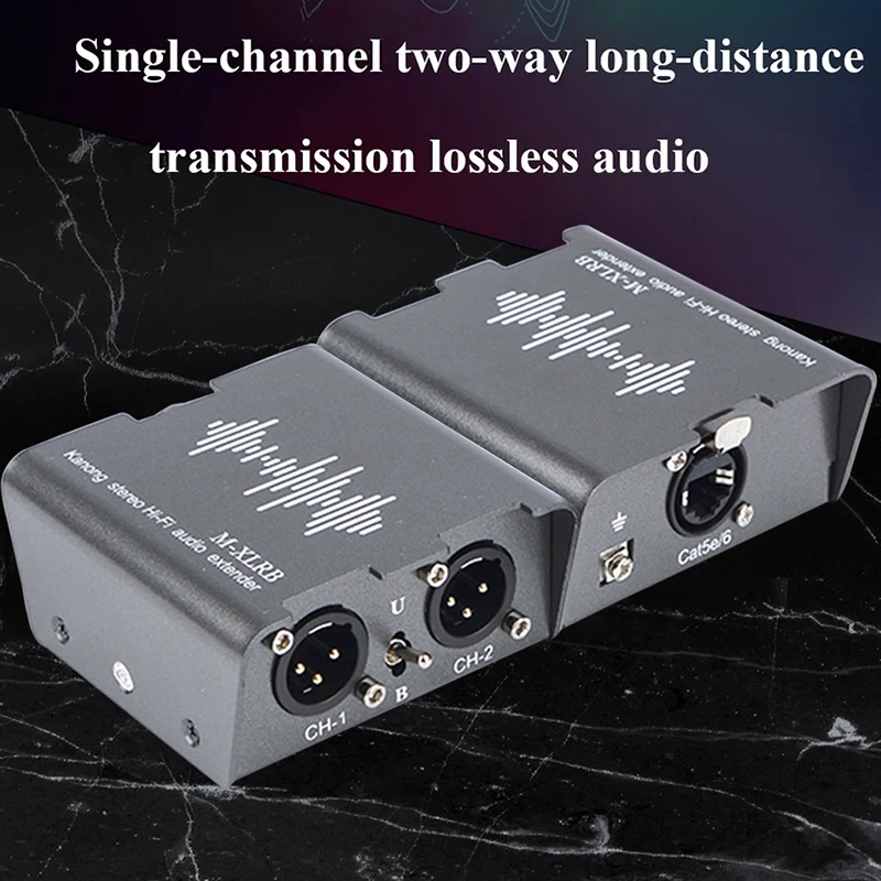 Dual XLR audio transmission extender 1KM XLR to RJ45 network balanced and unbalanced switching audio signal extension device