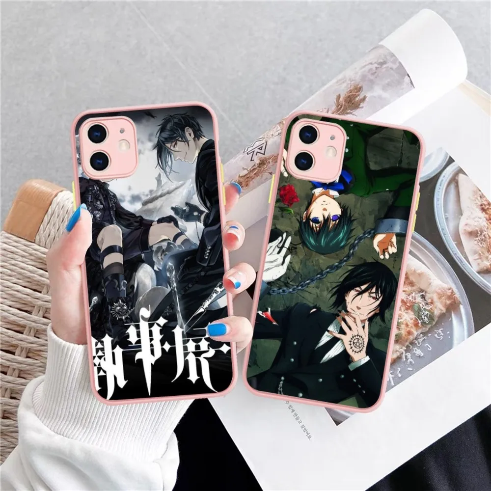 

Black Butler Phone Case for iPhone 14 11 12 13 Mini Pro Max 8 7 Plus X XR XS MAX Translucent Matte Cover