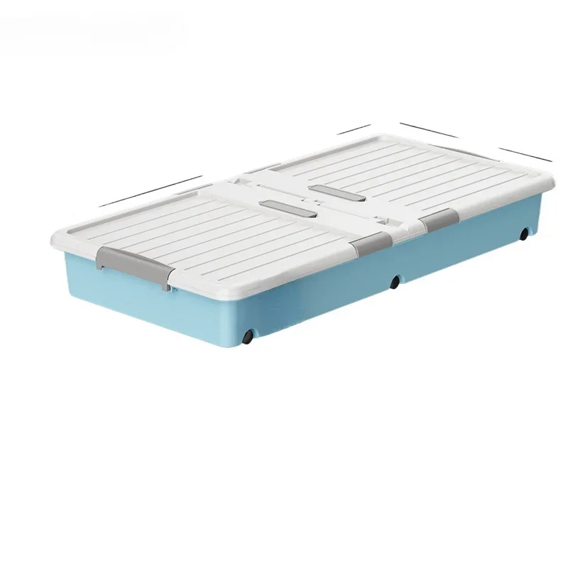 Double Underbed Storage Box with Wheels, Flat Clothing Quilt Storage Artifact, Home Sorting Box, Bed Under Storage Box