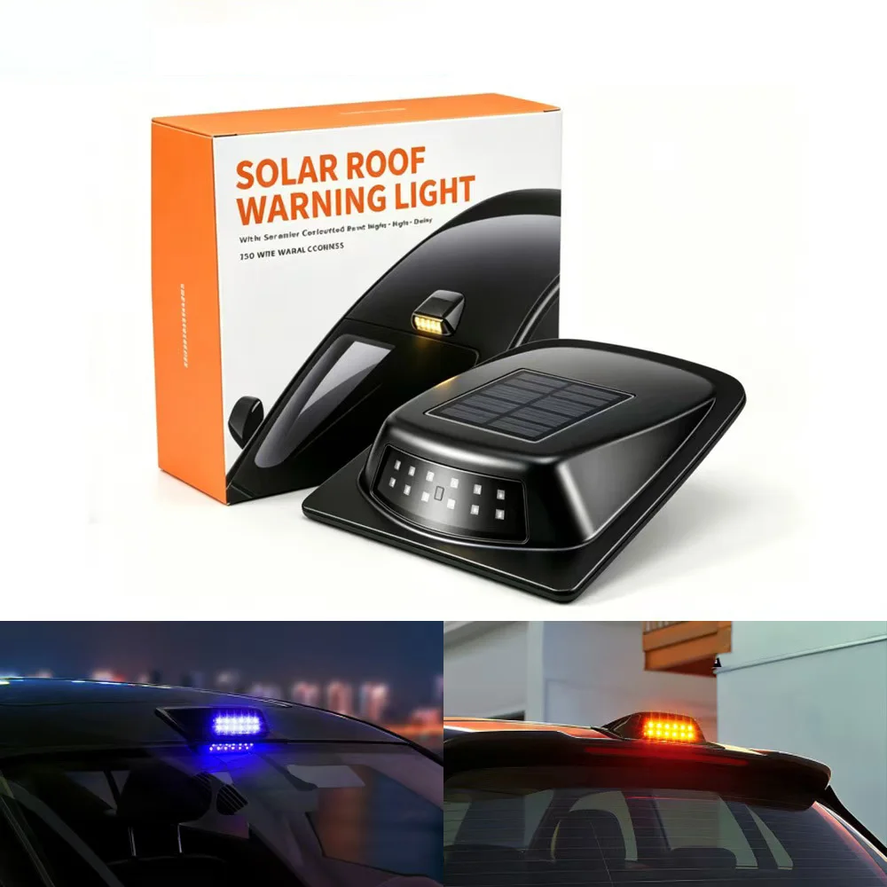 RGB Solarbetriebene LED-Blitzlichtleiste mit Fernbedienung, Dachmontage-Warnleuchte, Antikollisions-Pilotlicht für Auto, LKW, SUV
