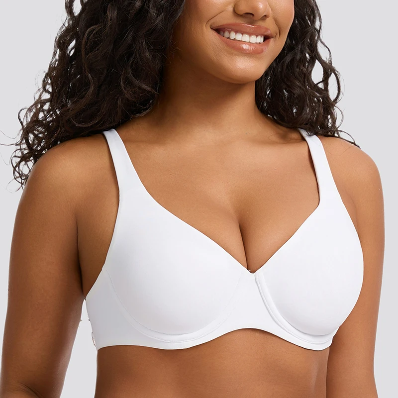 

Женские бюстгальтеры-минимайзеры MELENECA больших размеров с V-образным вырезом, на косточках, без подкладки, с глубоким вырезом, в стиле футболки