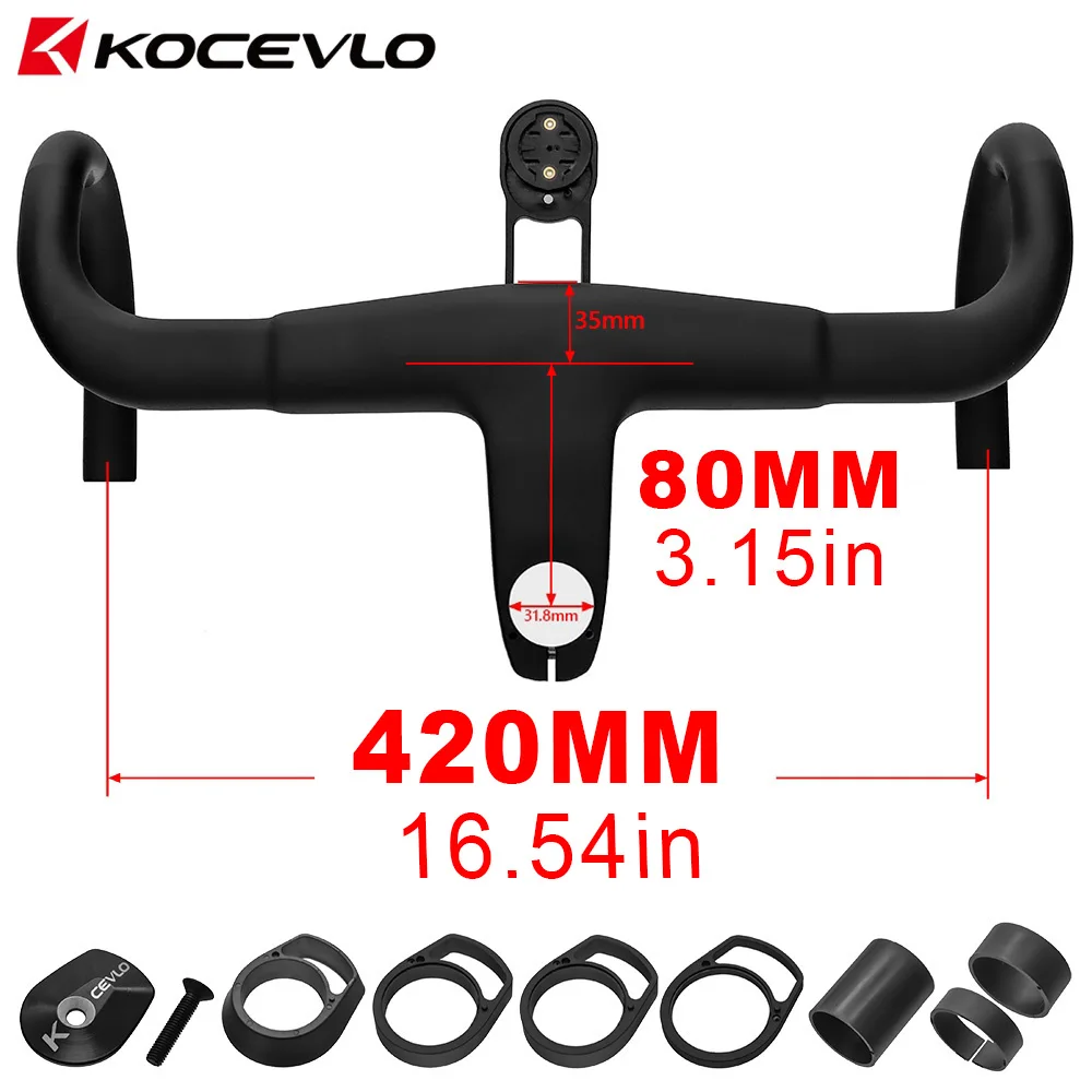 KOCEVLO H11 Carbon Road Stuur Met Stuurpen 28.6/31.8mm Geïntegreerd stuur OD2 Racefiets bar 390/400/420MM
