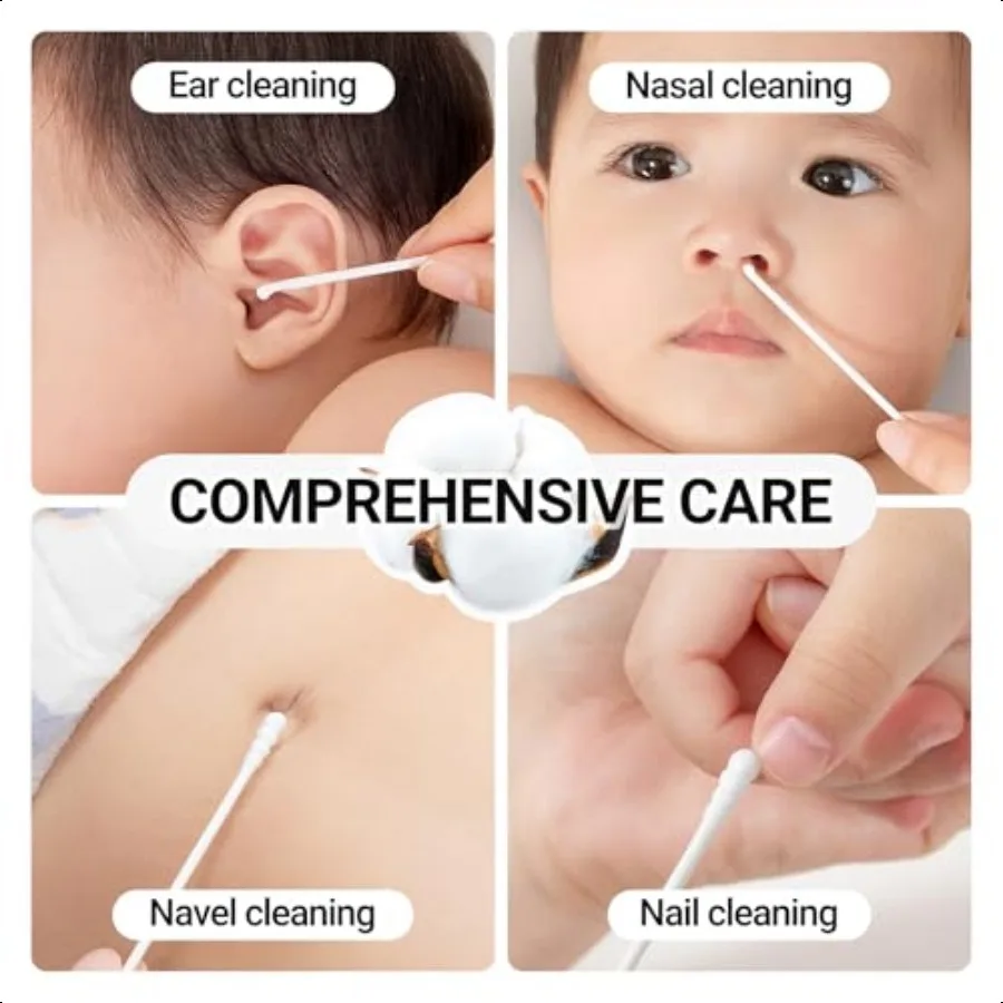 Tamponi di cotone per bambini Tamponi di cotone a doppia punta da 400 pezzi con bastoncino di carta per neonato 100 Tamponi di cotone organico Qtips per orecchio Nos
