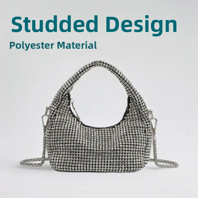 

Женская квадратная сумка Ele с бриллиантовой инкрустацией, клатч через плечо для вечерних мероприятий, сумка-багет