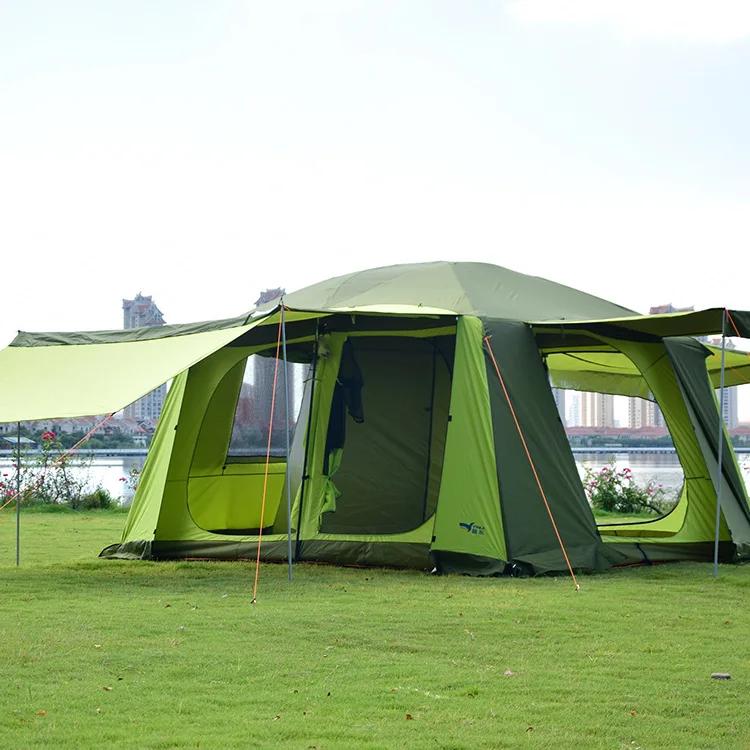 Outdoor Supplies Tent 10-Person Double-Layer Rain-Proof Pavilion Camping Tent Sun-Free Portable Models Customized