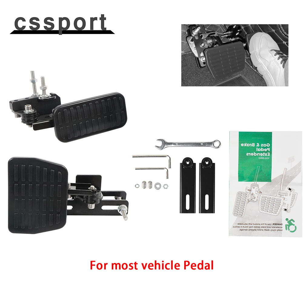 For Most Vehicle Pedal Gas and Brake Pedal Extenders for Go Kart Adjustable Length Angle Auto Vehicles Brake & Accelerator Pedal