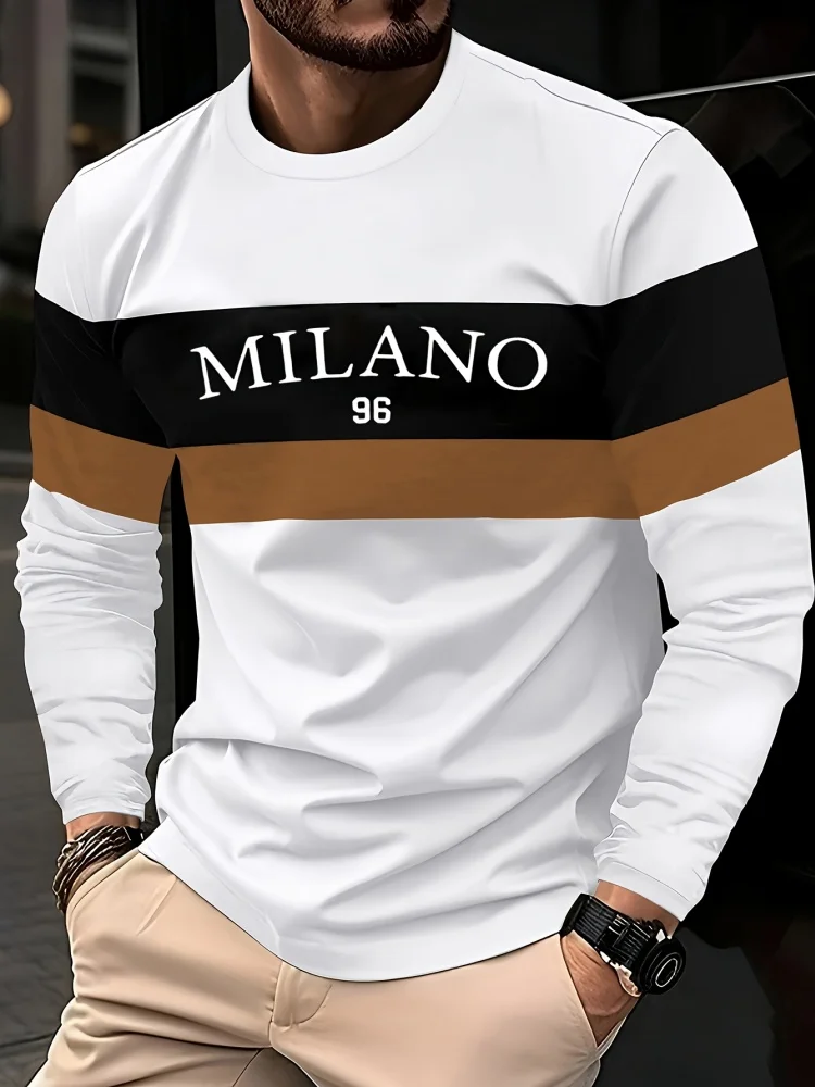New Men's Long-sleeve T-shirt Casual Round Neck A Must-have for Daily Wear in Spring and Autumn Fashionable Men's Party Shirt