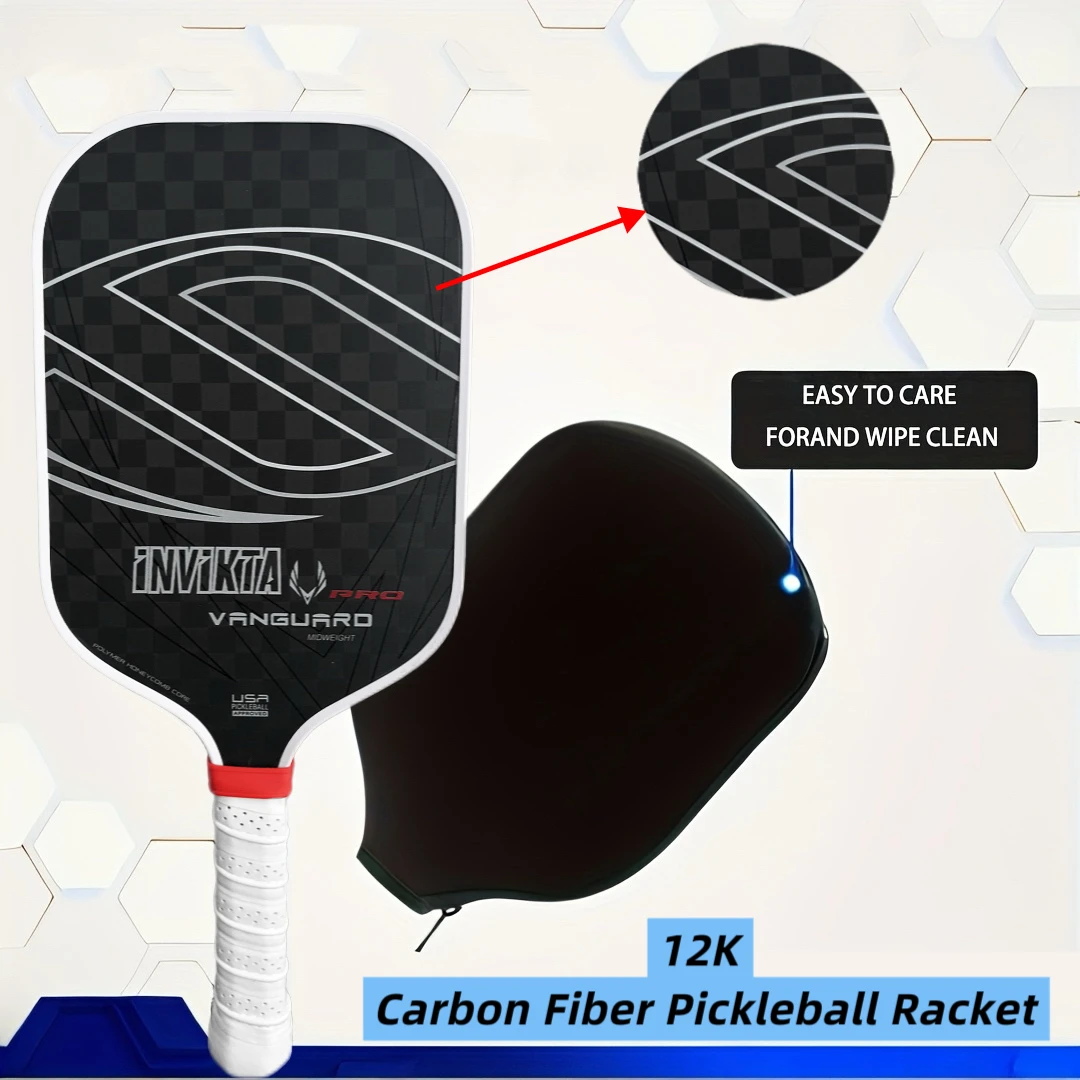 

Бесплатная крышка ракетки, весло Pickleball 12K, полимерный сотовый сердечник 16 мм, улучшенная вращение и мощность, нескользящая лента, защита края