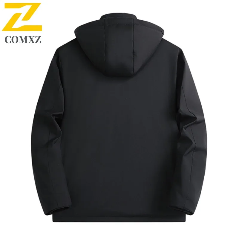 سترة مبطنة بالقطن للرجال من COMXZ، غطاء محرك السيارة قابل للإزالة، سميكة للأعمال والتزلج والسفر، سترة مبطنة ثلجية مقاومة للرياح، سترة جرافين شتوية