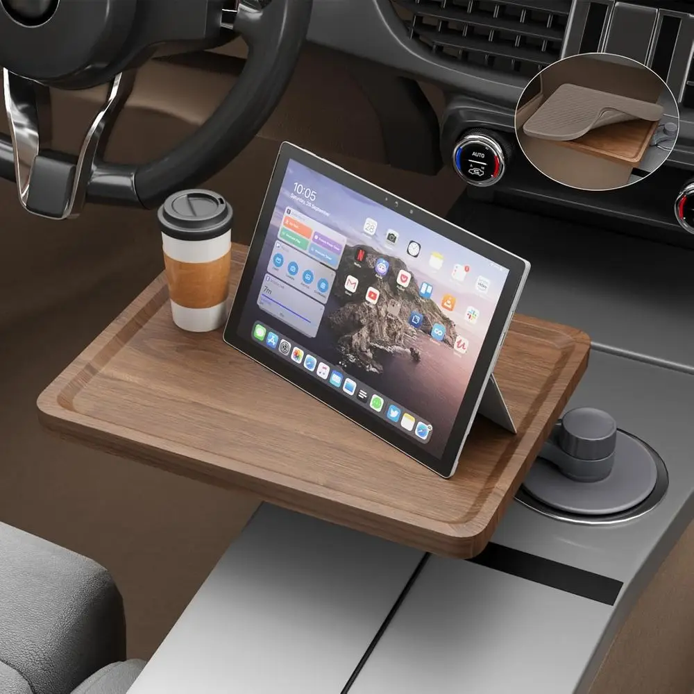 

Universal Anti-Slip Car Desk with 360° Rotating Cup Holder, Ideal for Eating and Working, Compatible with Most Vehicles