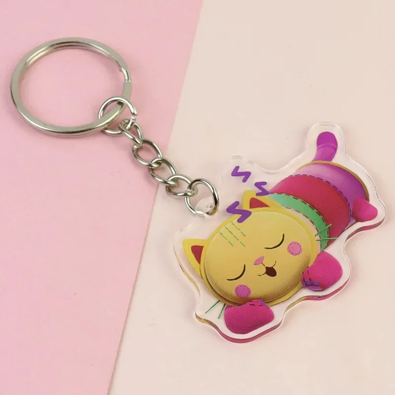 Gabby Dollhouse Acrylic Keychain Anime Peripherals Keyring Accessories Children School Bag Car Key Pendant Birthday Toys Gift