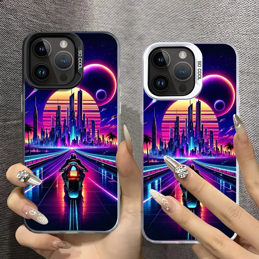 حافظة لهاتف آيفون 12 17Air 7 8 SE 17 16 Pro Max 14 15 Plus 13 Mini 11 X XS XR SCI-FI City #1