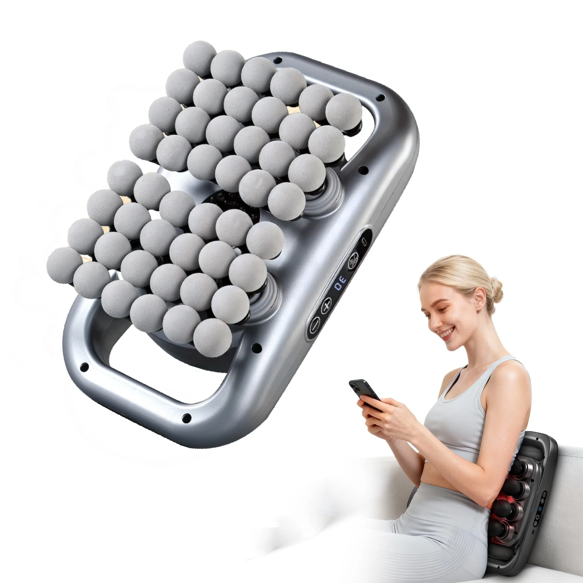 48‑Head Massage Gun, LED Display, 9 Modes Massager, Type‑C Fast‑Charge. Ease sore neck, shoulders, back, waist and legs