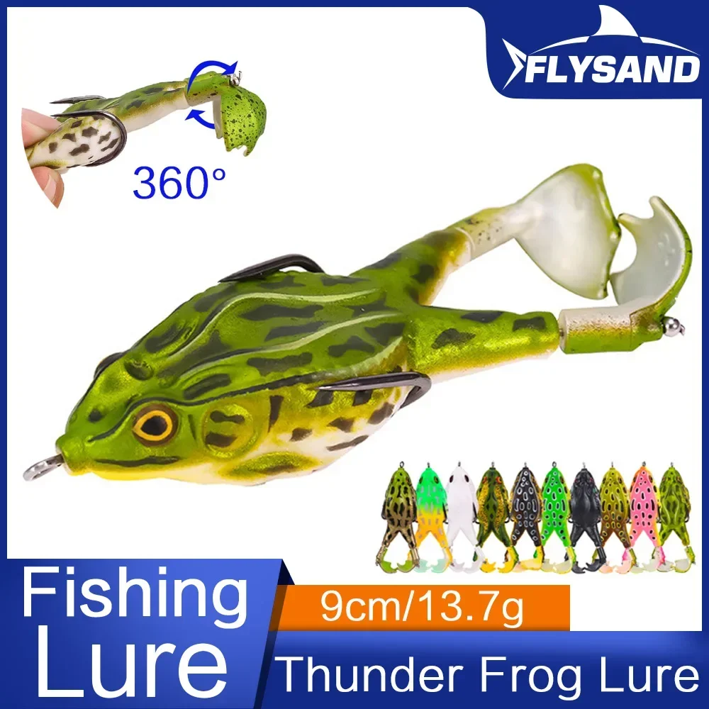 FLYSAND Frog Lure Soft Tube Bait Plastic Fishing Hooks Topwater Ray Frog Artificial 3D Eyes Carp Fishing