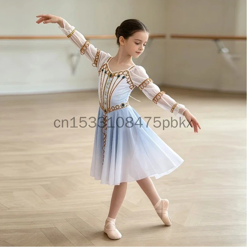 New Custom Size Adult and Children Ballet Competition Gradient Blue Dress Swan Lake Scene Three Dance Tutu Dress
