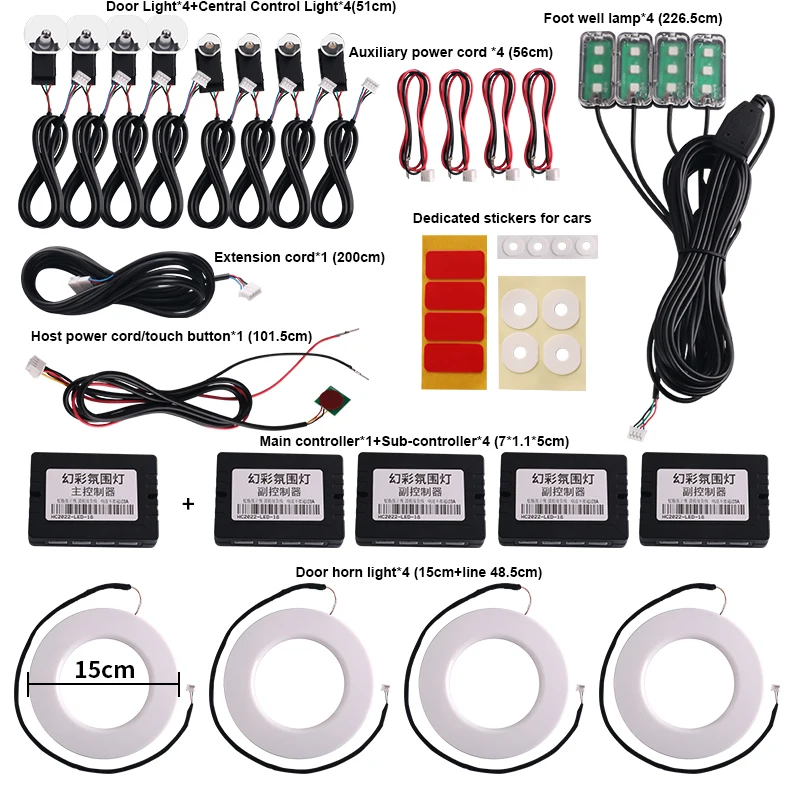 18 in 1 64 Farben RGB Symphony Auto Umgebungslicht Innenraum Acrylführung LED-Streifen Licht Dekoration Atmosphärenlampe durch APP-Steuerung – Detail 9