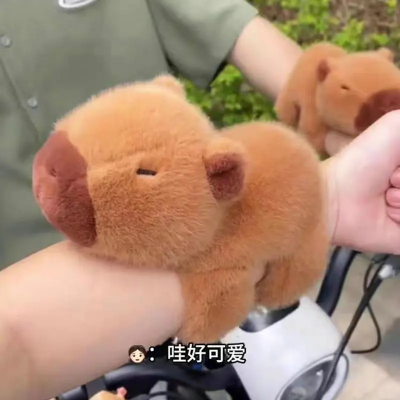 Kawaii Capybara Animal Slap Snap Wrap Wristband Bracelet Capybara Plush Hand Ring Wristband Toys Birthday Elegant Present