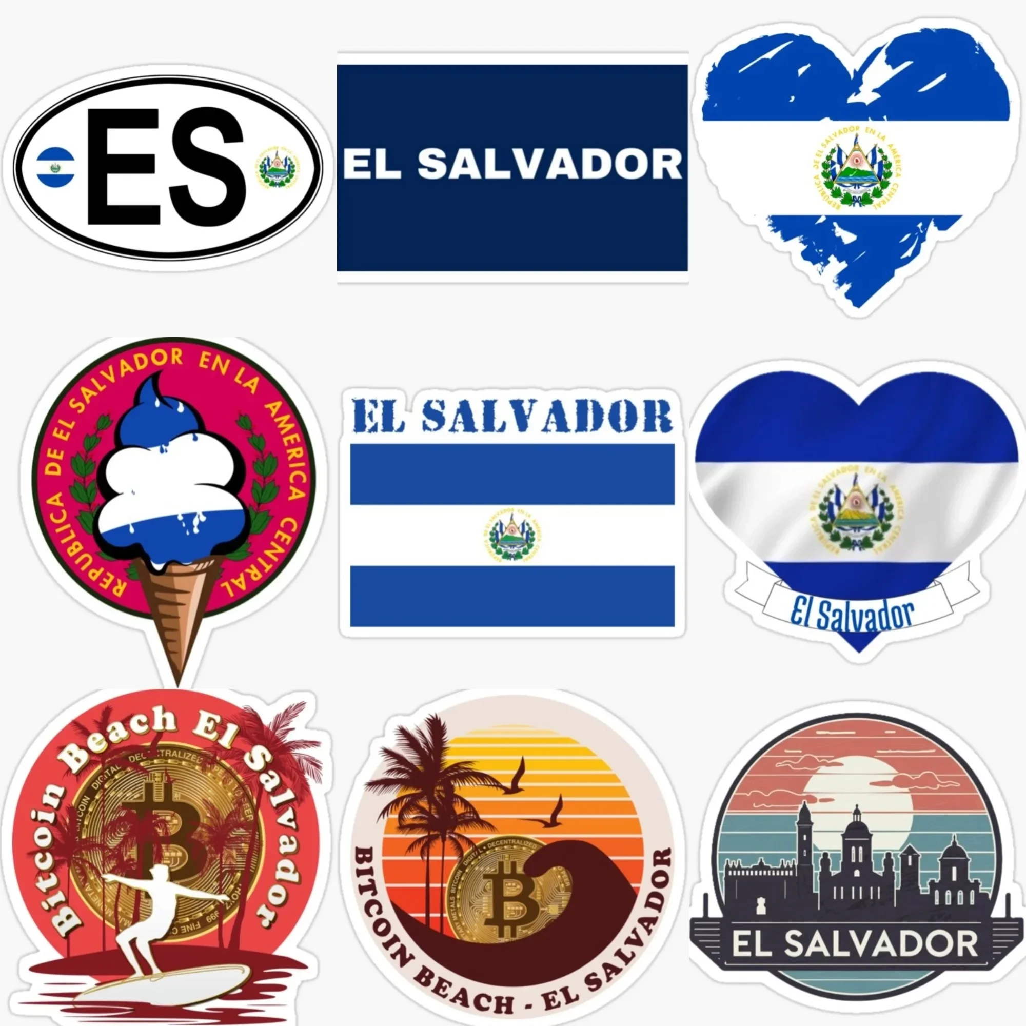 

ES El Salvador Flag Map National Emblem Creative Sticker for Decorate Car Van Bicycle Motorcycle Helmet Wall Decal Accessories