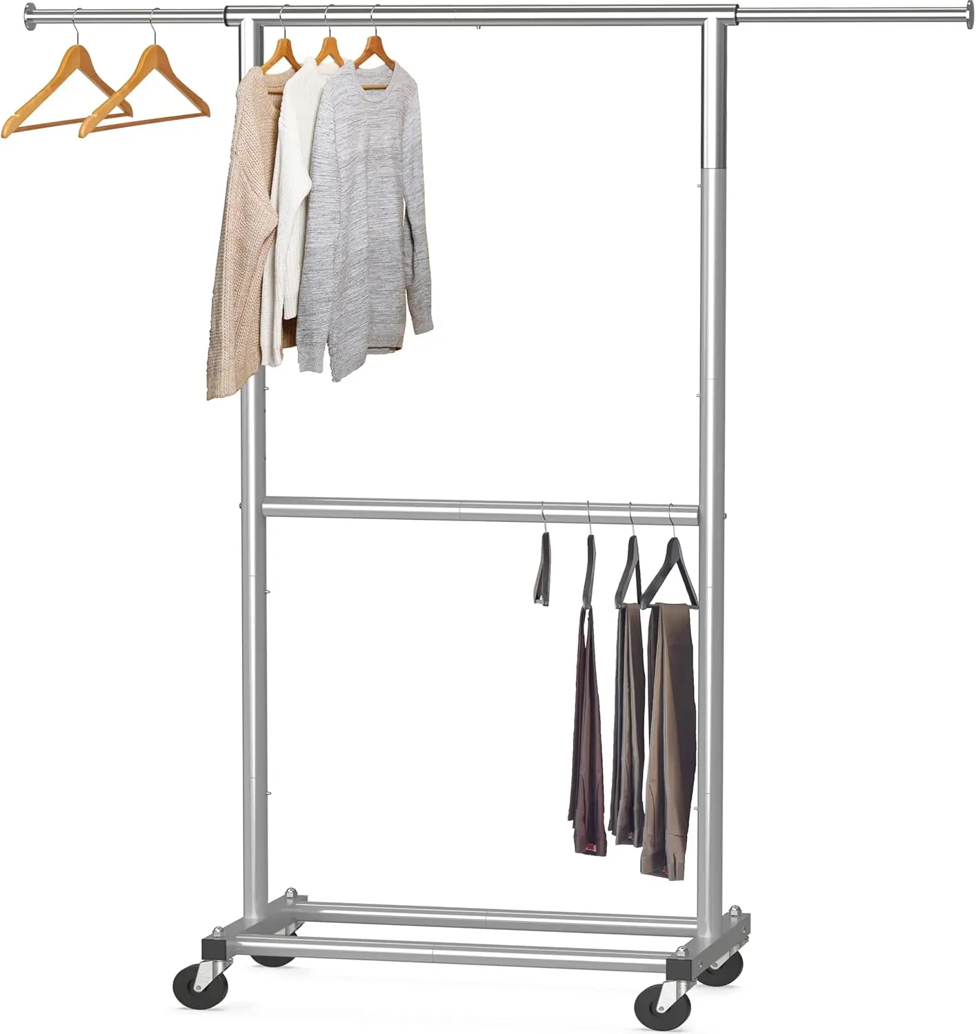 

Double Rod Garment Rack, Grey