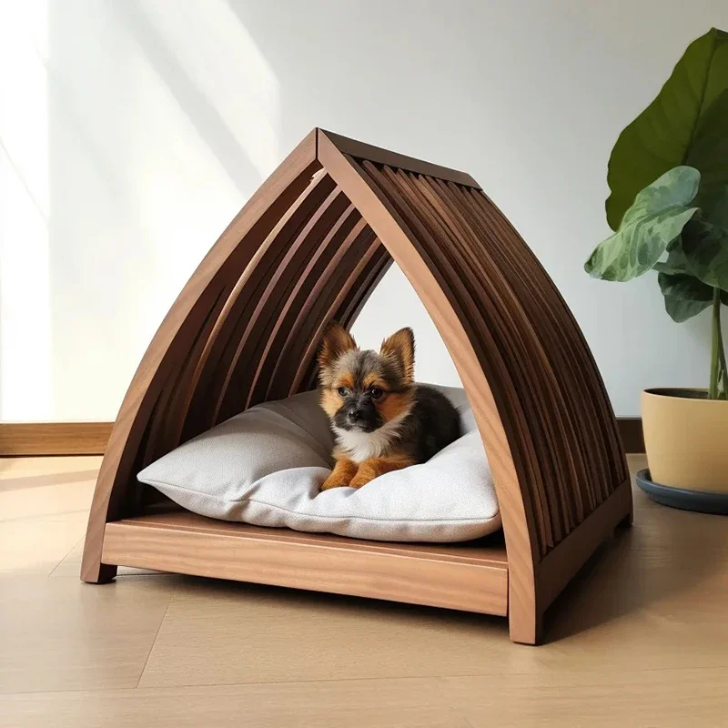 Customized furniture manufacturer, wooden dog house luxury pet wooden bed indoor wooden cat dog house