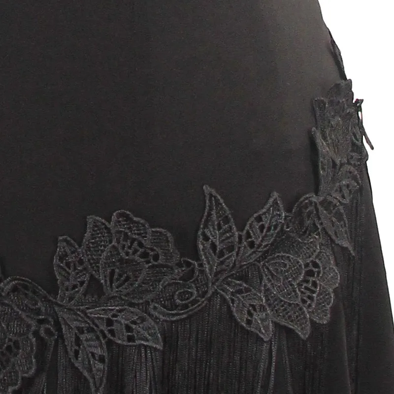 Latin dance skirt one-piece fringed hip scarf rose flower practice dress women's dance practice skirt - view 4