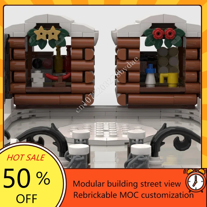 714 elementów Zimowa wioska Łyżwiarstwo figurowe Modułowy MOC Kreatywny widok ulicy Model Klocki Konstrukcyjne Architektura DIY Model Zabawki Prezenty