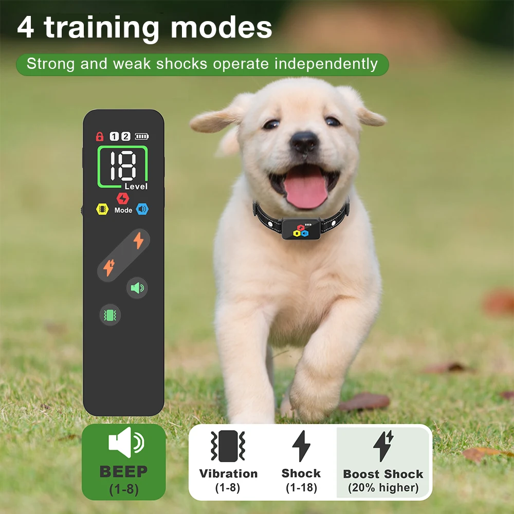 

800M Dog Training Collar Color Screen Remote Control Dog Trainer Electric Shock Vibration Buzzer Type-C Anti Bark Dog Collar