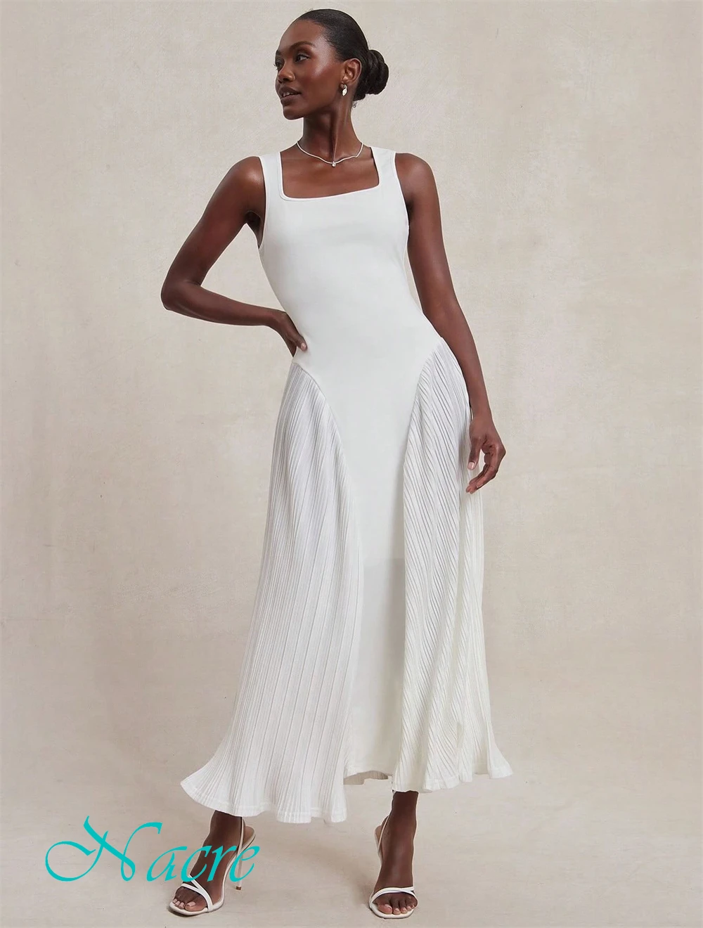 Abito da sera formale personalizzato in chiffon Delicato colletto quadrato Abiti da ballo Temperamento Abiti senza maniche per occasioni speciali