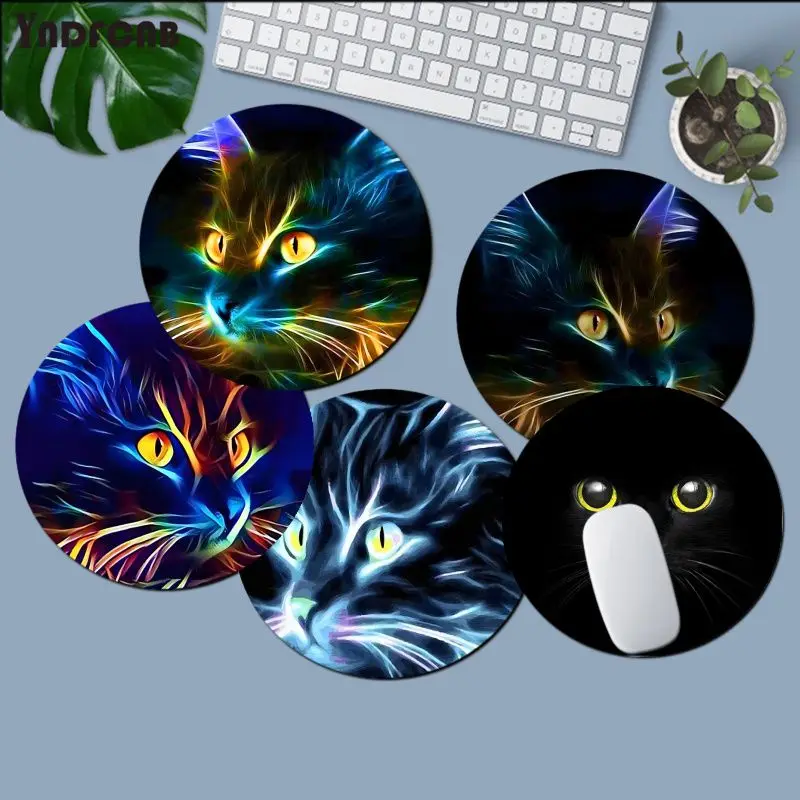 

Cartoon Cute Cat Head Designs Mousepad Round Custom Skin Desktop Mat Kawaii Gaming Accessories Students Writing Mouse Carpet