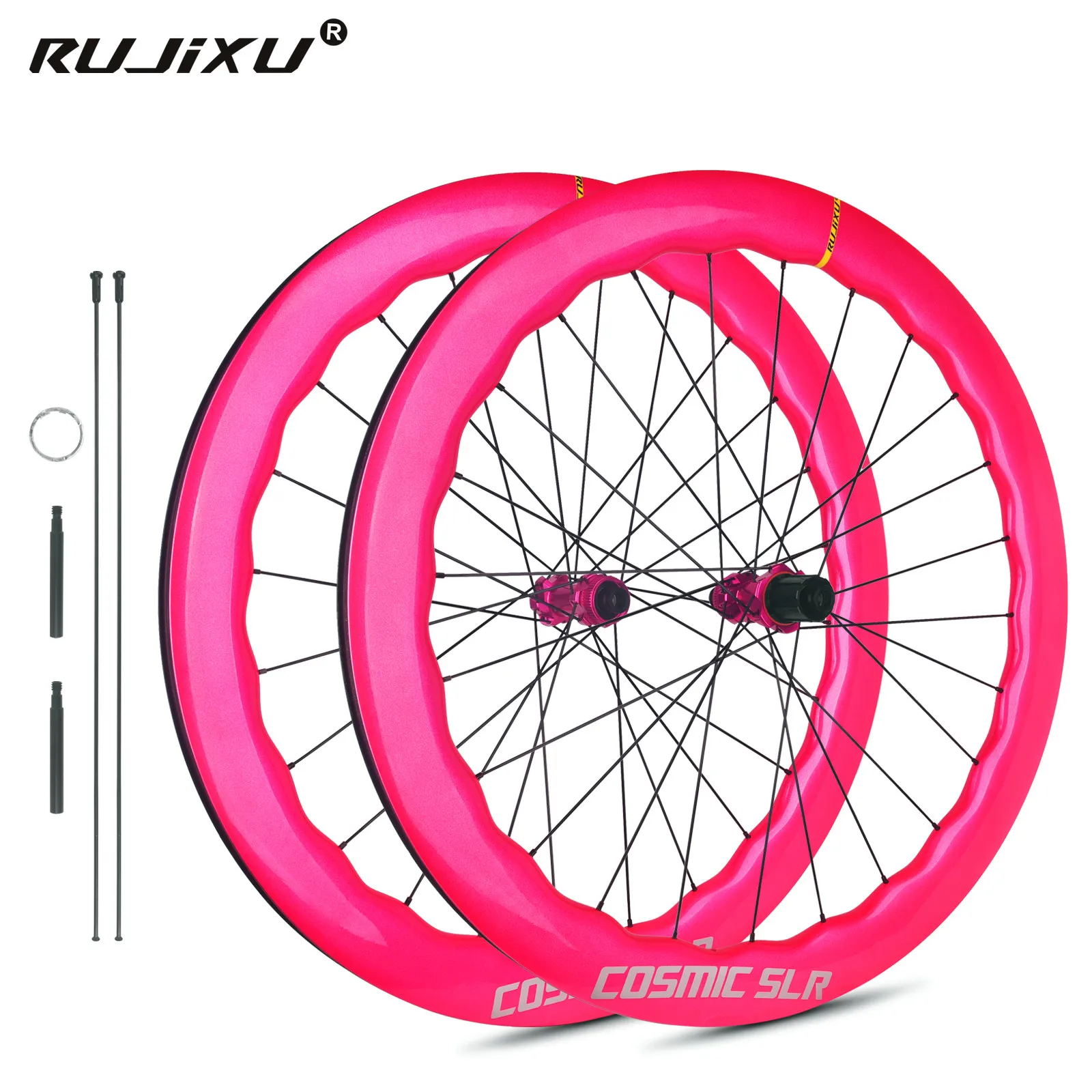 6 Pawls RUJIXU Carbon Wheels Disc Brake 700c Road Bike Wheelset  Quality Carbon Rim Center Lock/6 Bolt HUB Bicycle Wheel