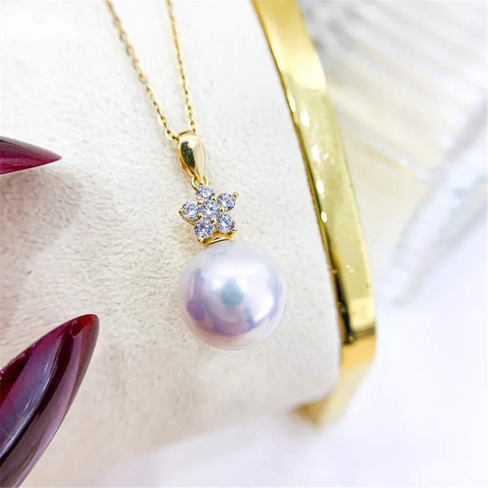 

DIY Pearl Accessories S925 Sterling Silver Pendant Empty K Gold Silver Necklace Pendant Fit 8-13mm Round D202