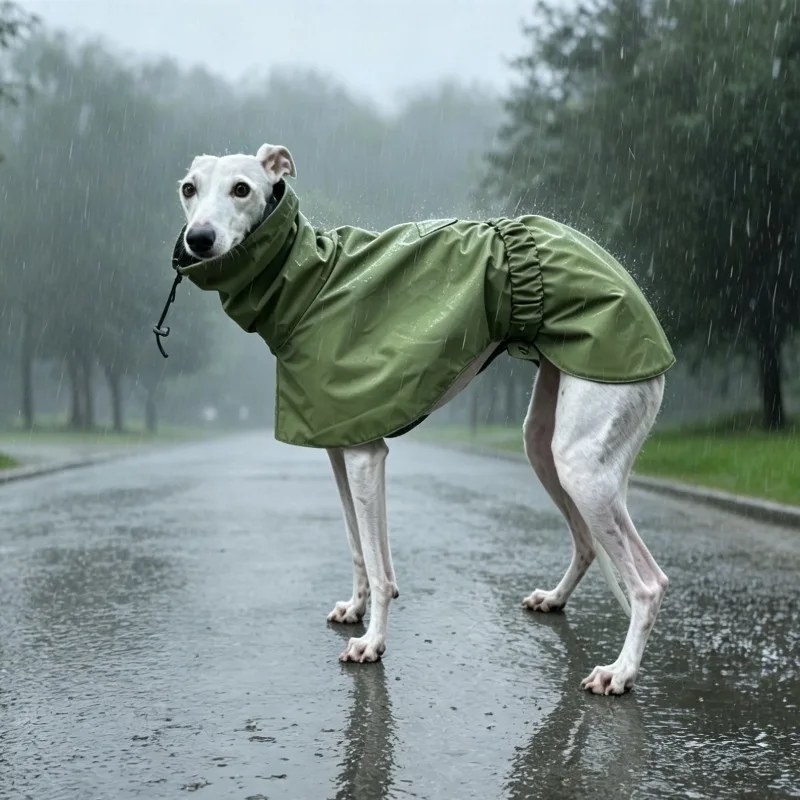 Waterproof Dog Raincoat for Whippet Greyhound High Collar Adjustable Drawstring Pet Rain Jacket Outdoor Windproof Dog Clothes