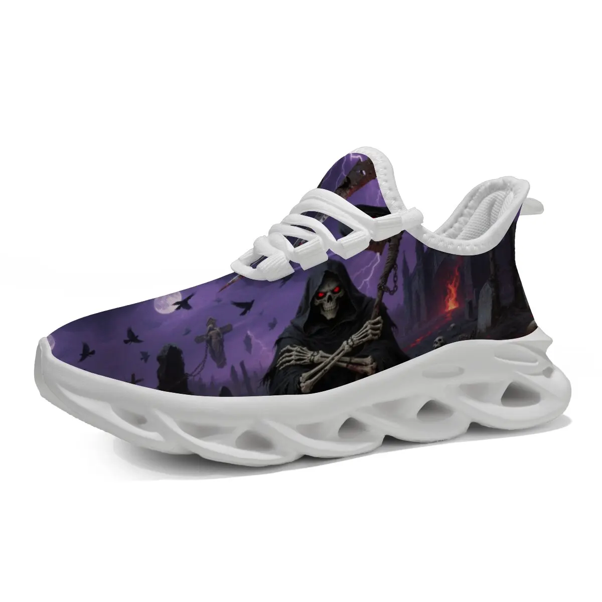 

Round-toed Lightweight All-season Children's Casual Shoes with A Reaper Pattern Breathable Lace-up Outdoor Sports Running Shoes