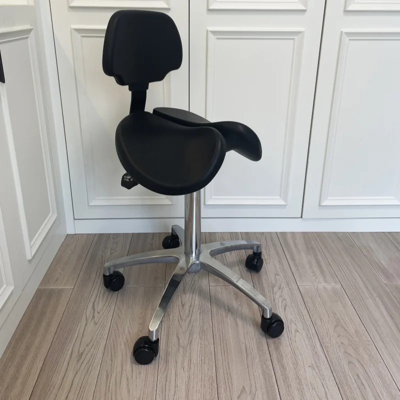 Ergonomic Saddle Stool – Adjustable Height Rolling Stool for Office, Clinic, or Workshop – Comfortable Seat with Backrest