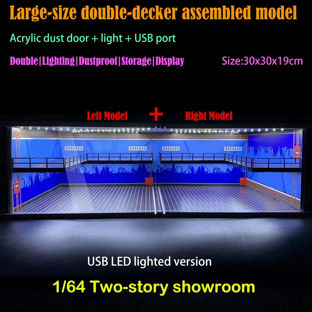 1/64 1/18 1/24 1/32 1/43 Scale Car Garage Diorama Models Set Scene LED Parking Lot Model for Matchbox Hot Wheels Collection