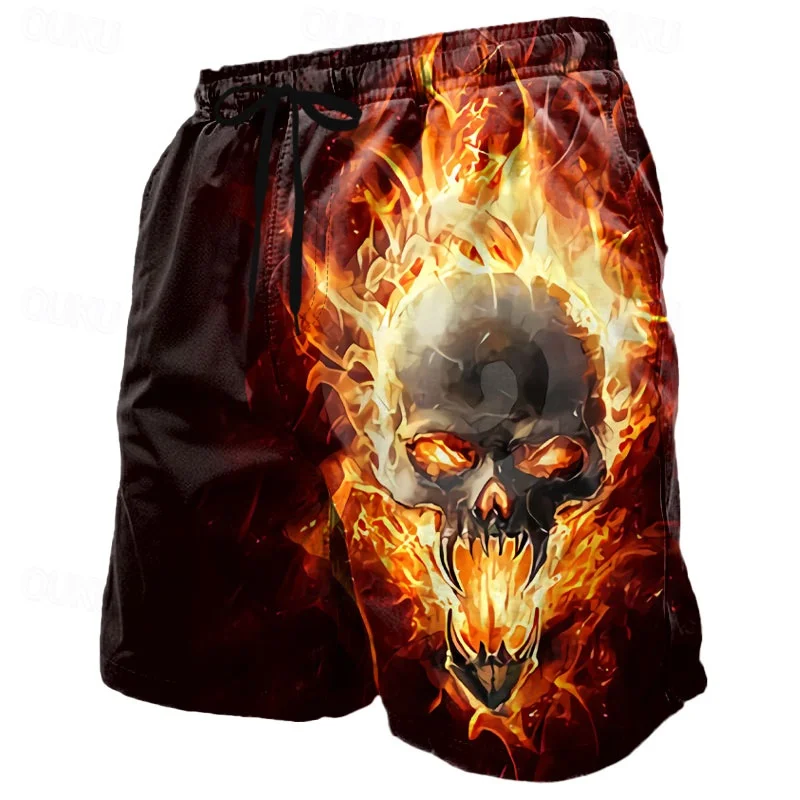 Sommer-Bestseller Herren Skelett-Strandshorts mit 3D-Druck Hawaii-Urlaub Eltern-Kind Schnelltrocknende Freizeit-Sportshorts