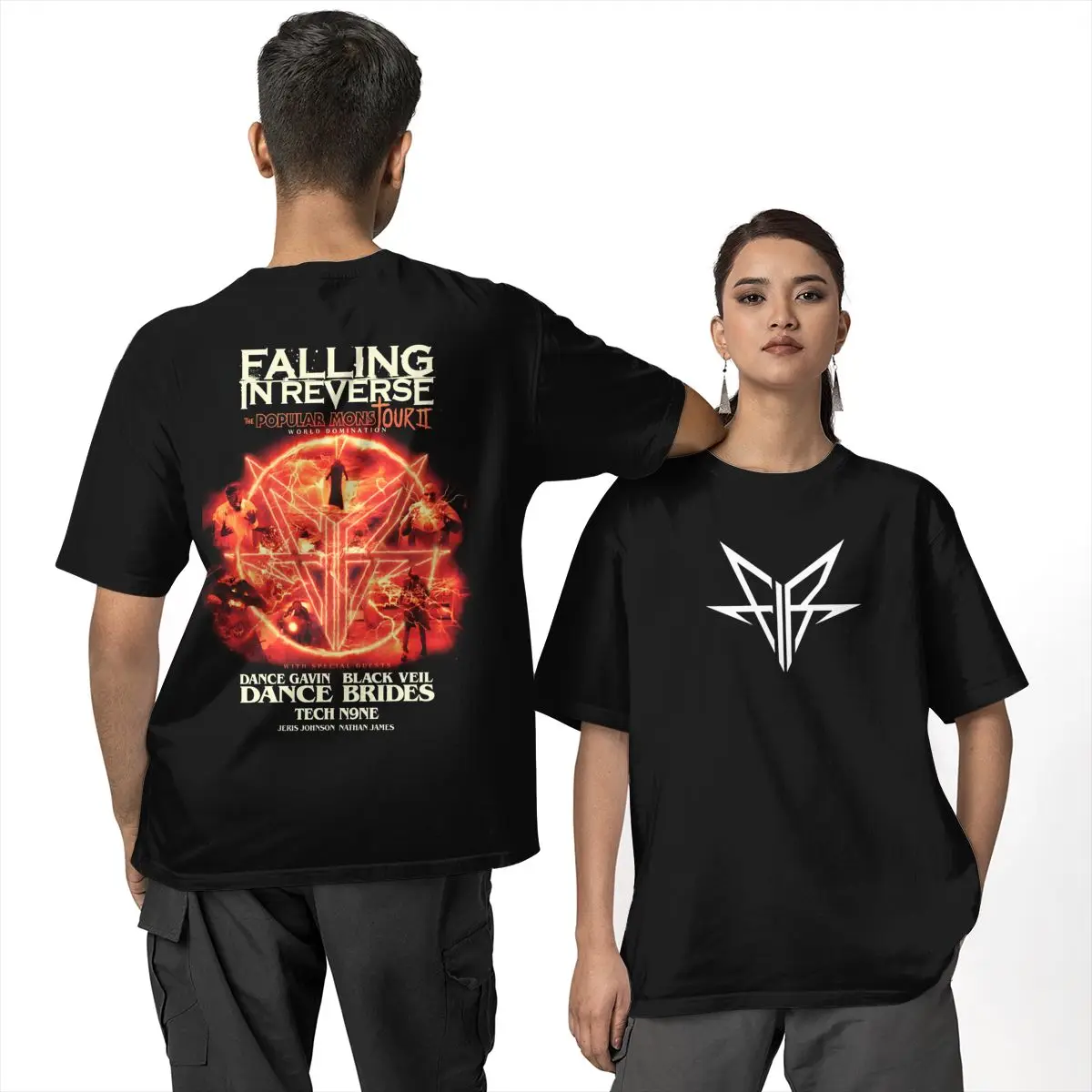 Falling In Reverse The Popular Mons Tour T-Shirt Harajuku T Shirts Short-Sleeve Summer Cotton O-Neck Plus Size 5XL Top Tees