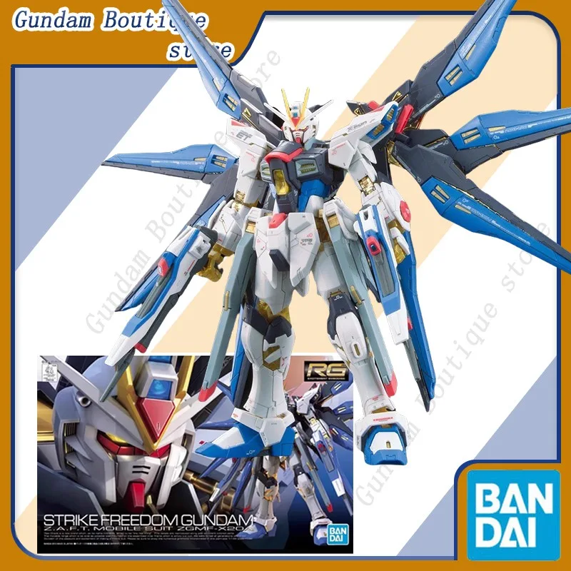 Bandai Genuine RG 1/144 STRIKE FREEDOM GUNDAM Anime Action Figure Robot Collectible Assembly Model Toys Ornaments Gift Children