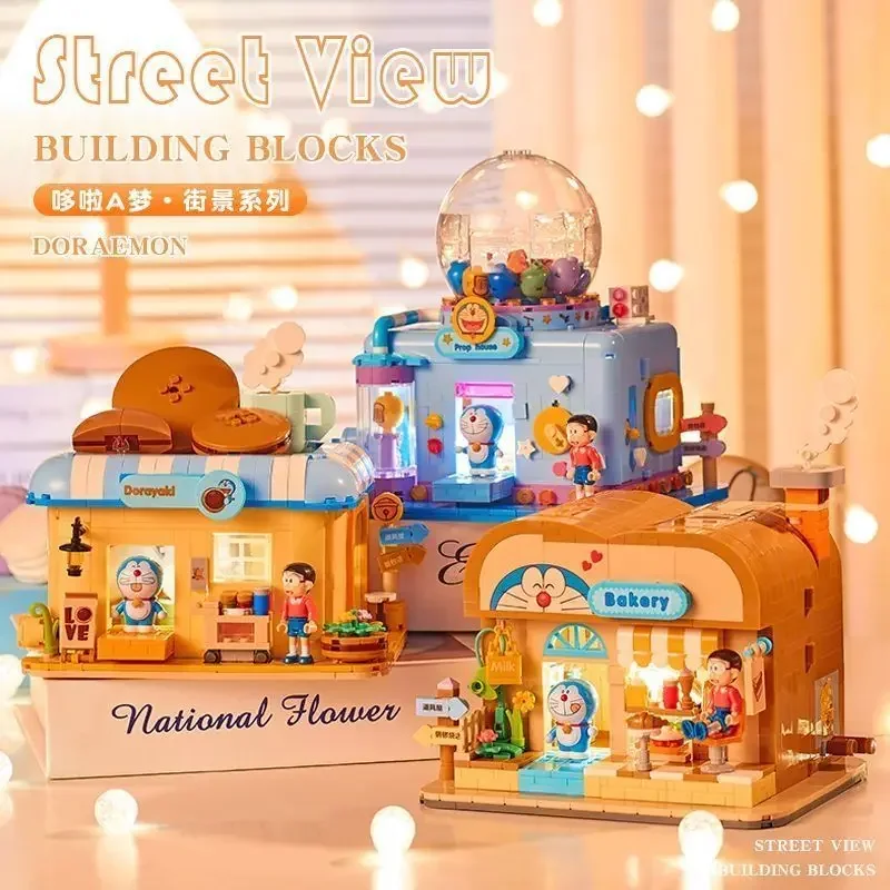 New Genuine Building Block Hut Toys Bakery, Prop House, Causeway Yakuza Restaurant Educational Street View Assembly Kids Toys