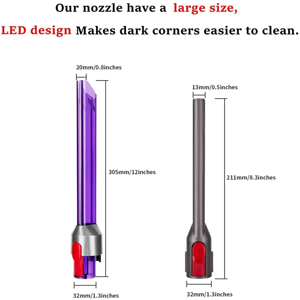 Schnellspanner-Spalt werkzeug düsen bürste, mit LED-Licht für Dyson v7 v8 v10 v11 Saug raum kopf mit schmaler Schlitz düse