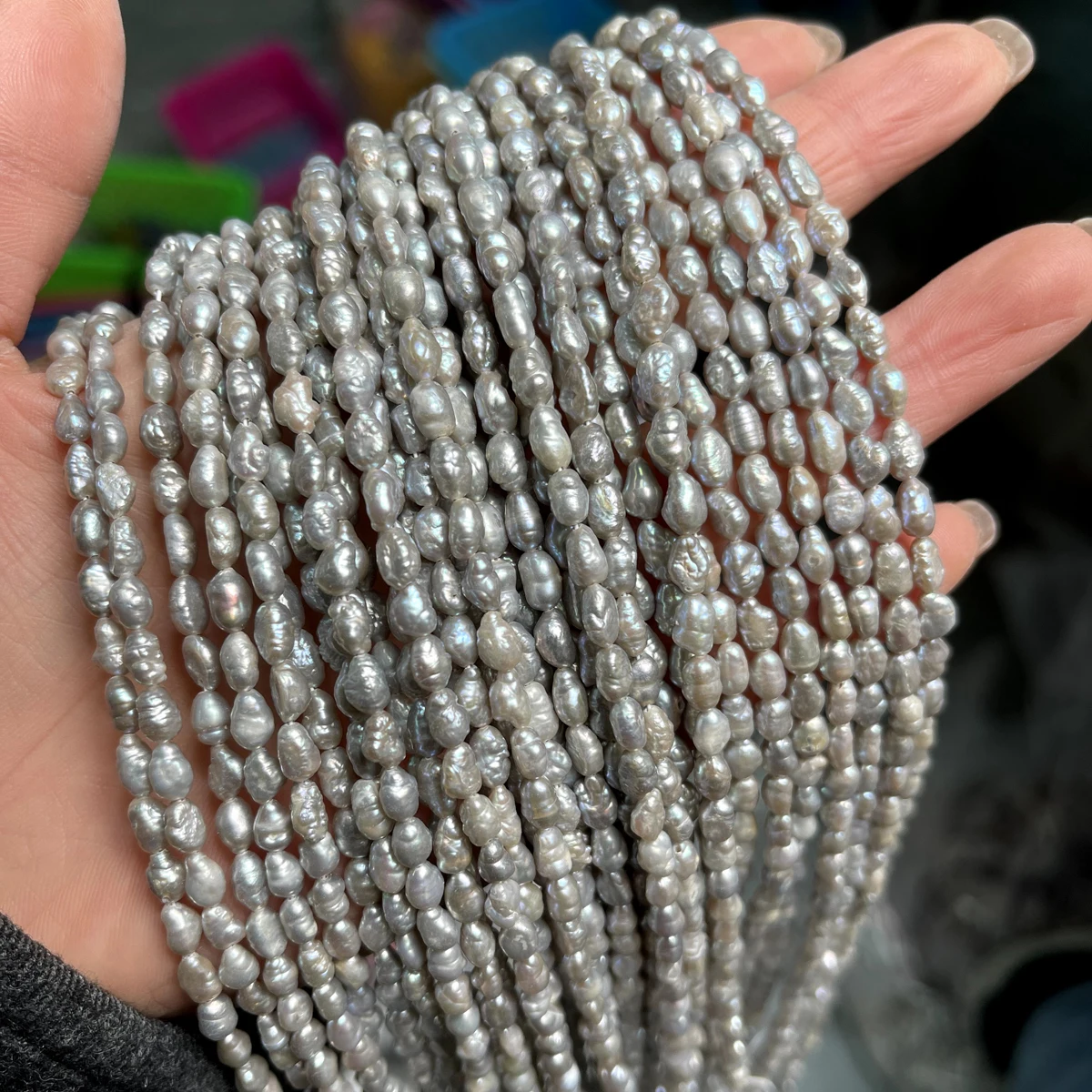Punch Natural Freshwater Pearl Beaded Rice Shape White Pearl Loose Beads for Make Jewelry DIY Bracelet Necklace Accessories