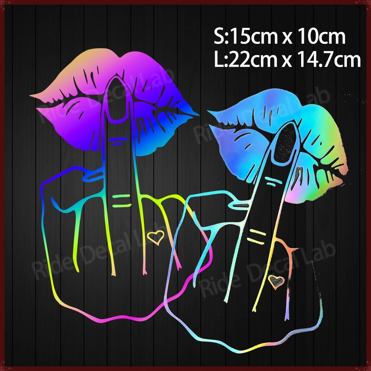 Middle Finger Lip Reflective Sticker Paper Sexy Lips Motorcycle Sticker Car Window Side Panel Modification Accessories Decals