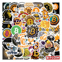 60Pcs Cartoon Bitcoin Coin Stickers BTC DIY Stickers Scrapbooking Phone Luggage Skateboard Vinyl  Waterproof  Decals