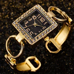 Elegant Rhinestone Square Dial Quartz Watch Female Ladies Luxury Fashion Bracelet Bangle Watch Hour Clock Relojes