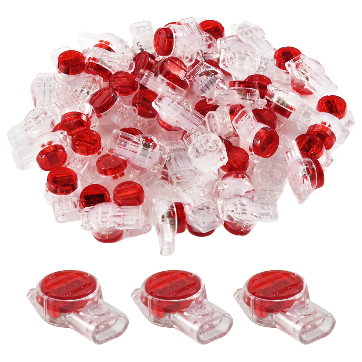 55 Stuks Gel Splice Ur Connector 3 Poort Draad Connectoren Rood + Helder