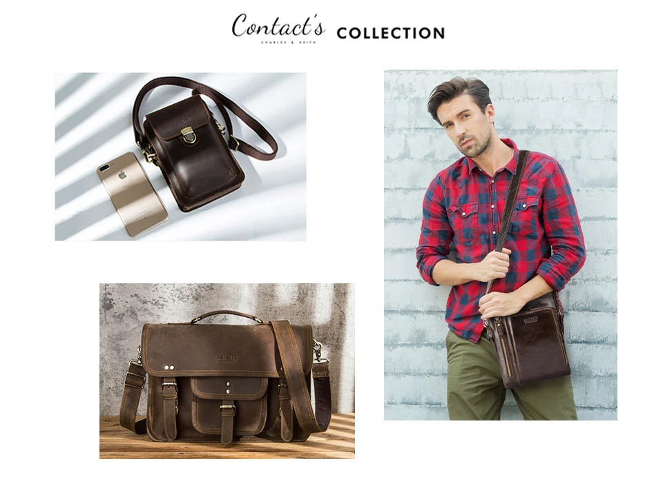 CONTACT'S Echtleder-Umhängetasche für Herren, Vintage-Hüfttasche für Handys, passend für 6,9" iPhone 17 Pro Max, Herren-Reise-Umhängetasche – Detail 18