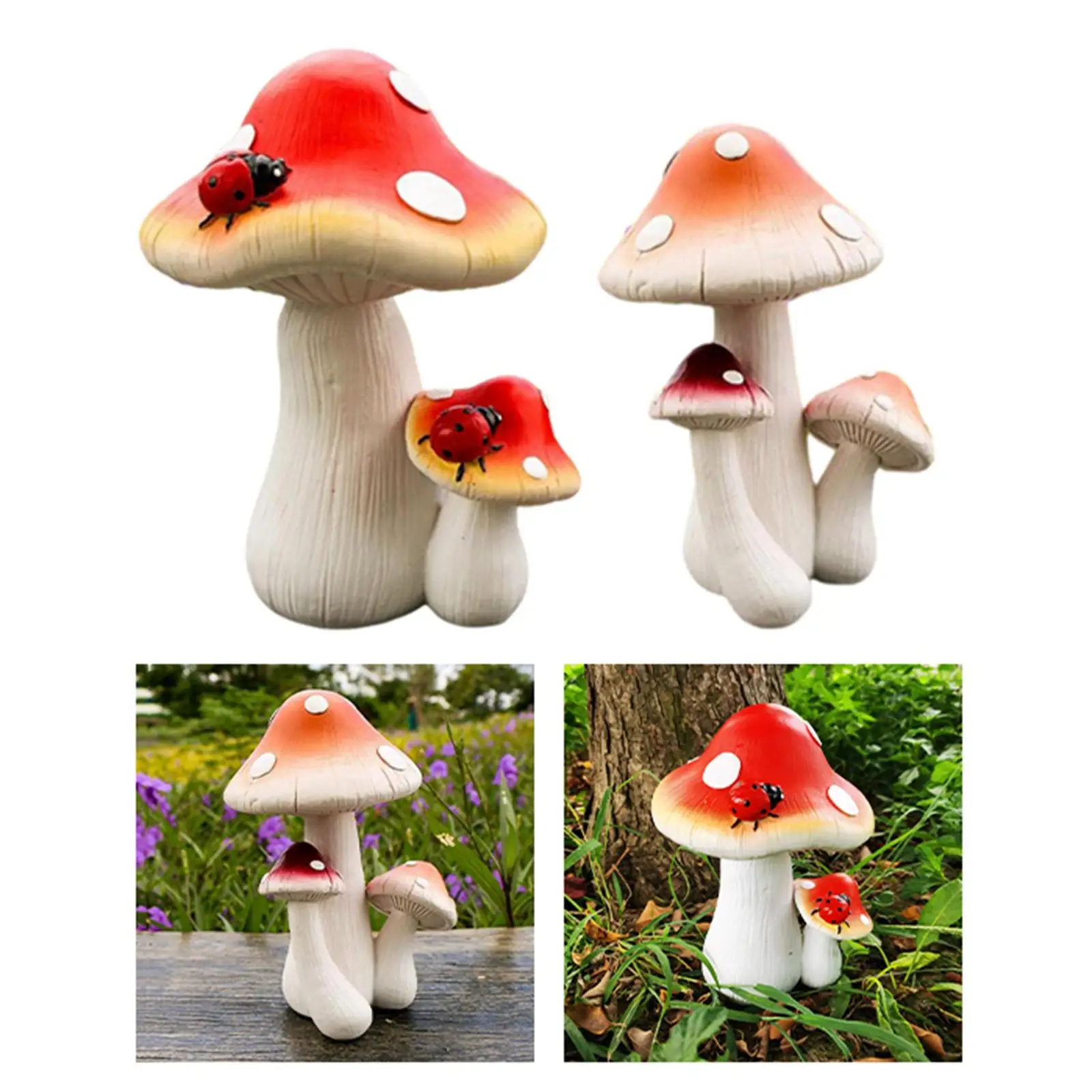 Simulation Mushroom Statue Mushroom Figures Art Crafts Miniature Mushroom Sculpture for Garden Patio Yard Courtyard Decor